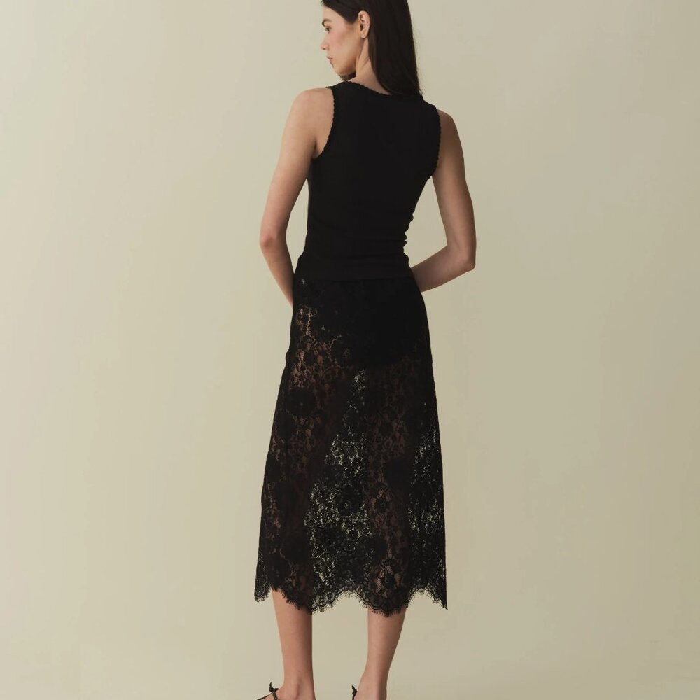 Doen Black Sheer Lace Midi Skirt - Picture 4 of 11
